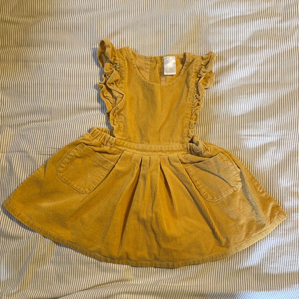 Mustard toddler corduroy pinafore dress
